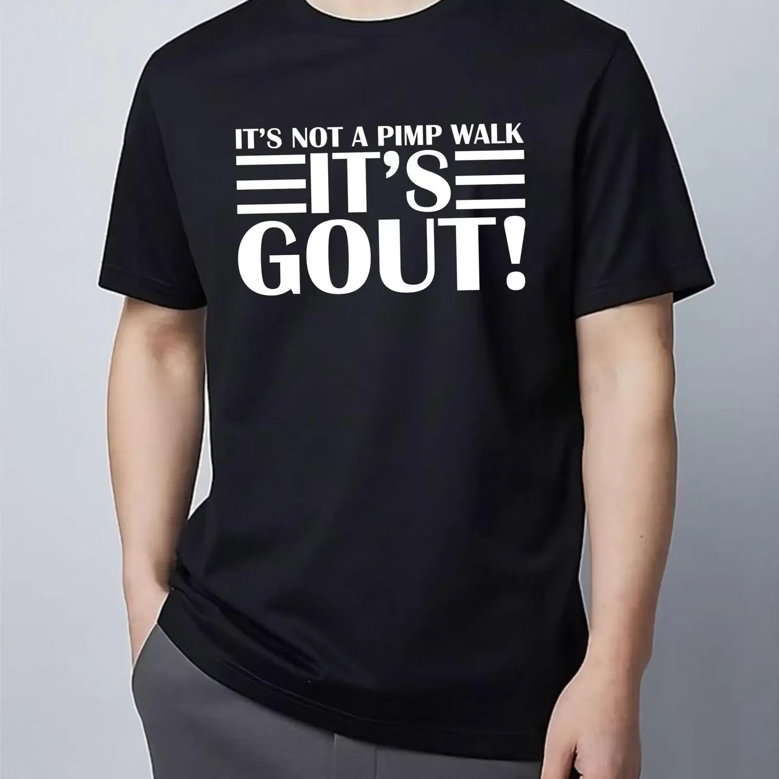 Its Not A Pimp Walk Gout T Shirt Funny Medical Humour Get Well Soon Top Black S 4XL vintage Washed Breathable designer clothes