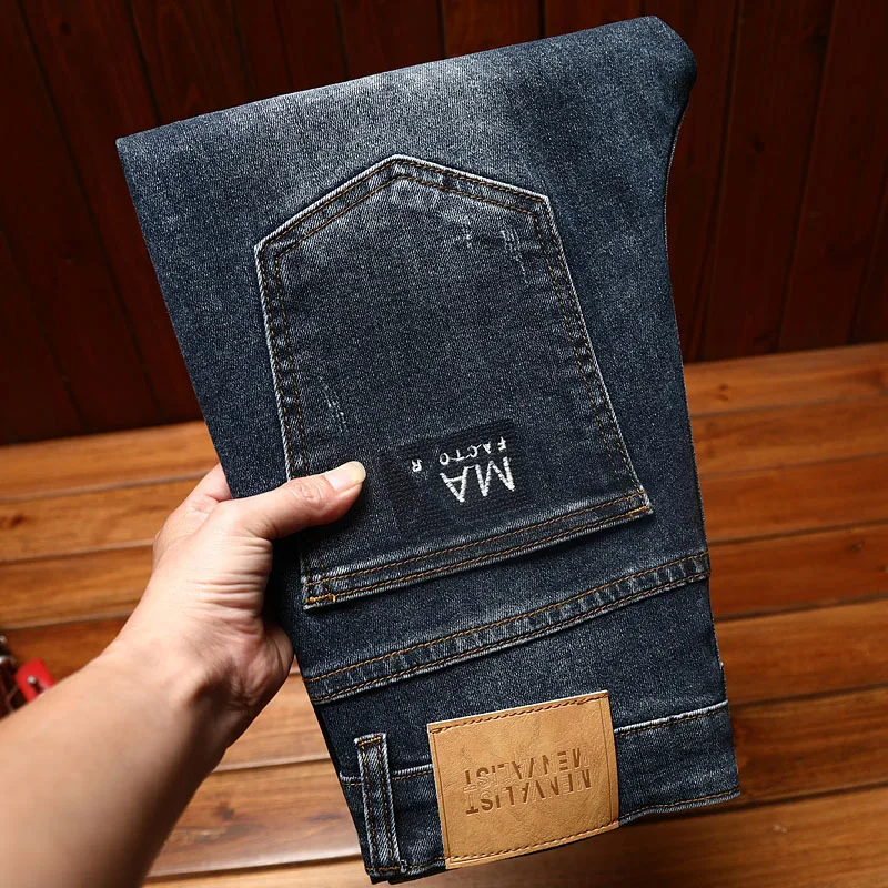 Stretch Men'S Jeans Fashion Brand Slim Straight Leg Men'S Pants Trend Korean Elastic Business Men'S Casual Denim Pants