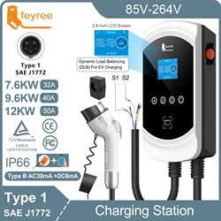 feyree DLB EV Charger Type1 EVSE Wallbox 32A 7.6KW 40A 9.6KW 50A 12KW 1P j1772 Adapter APP Control for Electric Vehicle Car