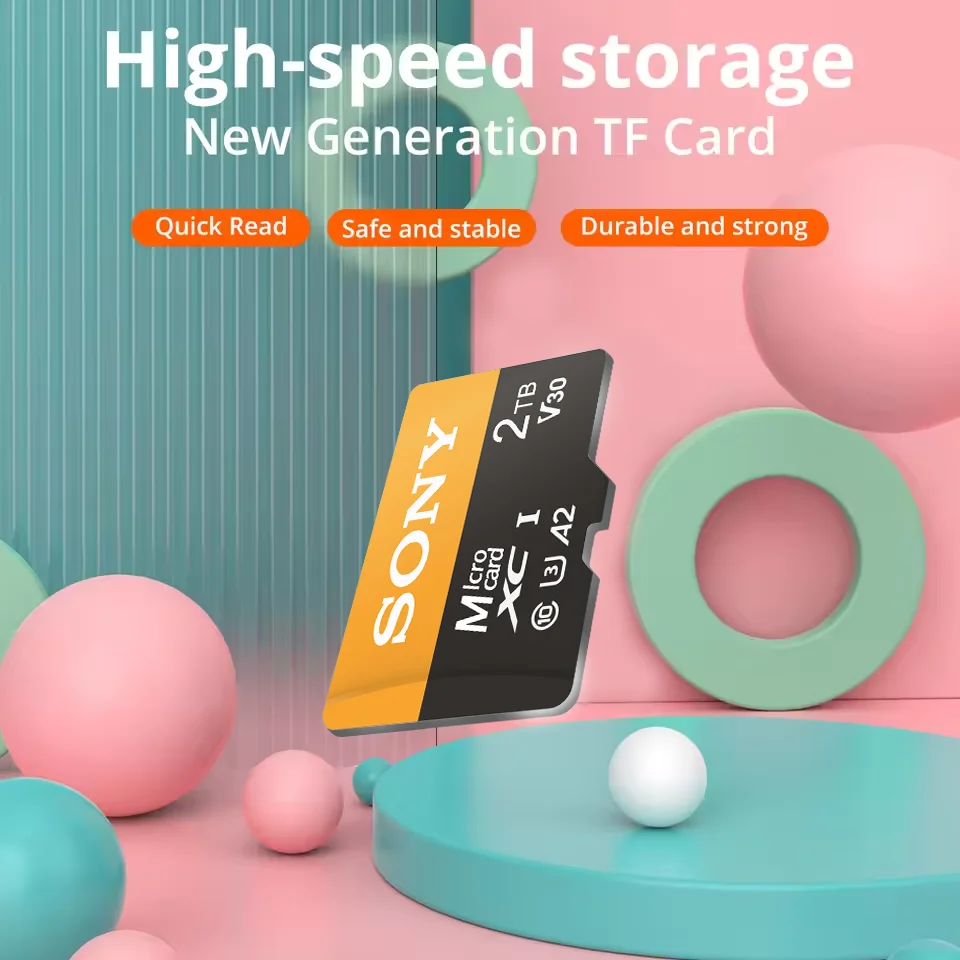 SONY High Speed TF Memory Card A2 C10 Latest Read-Write Tech 2TB/1TB/512GB/256GB for Cameras Phones Computers Dashcams