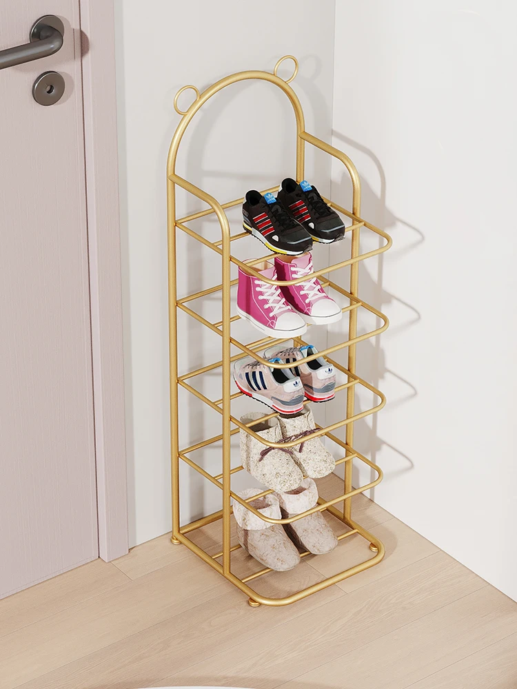 Small shoe rack, simple doorstep, household mini cabinet, small narrow, multi-layer iron