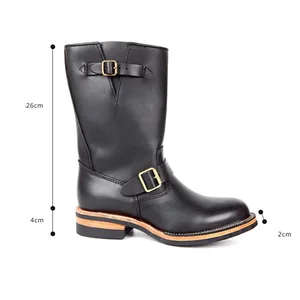 YR-Botas de engenheiro estilo Vintage masculino, qualidade, Motor Rider, sapatos de couro reais artesanais, botas clássicas de couro genuíno, atacado 8 principais vendas bota masculina engenheiro - №2