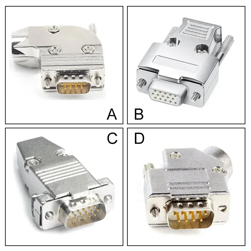 Беспаечный разъем DB15, VGA, мужской и женский, 3 ряда, 15-контактный разъем для пайки, компьютерная вилка, железный металлический корпус, разъем