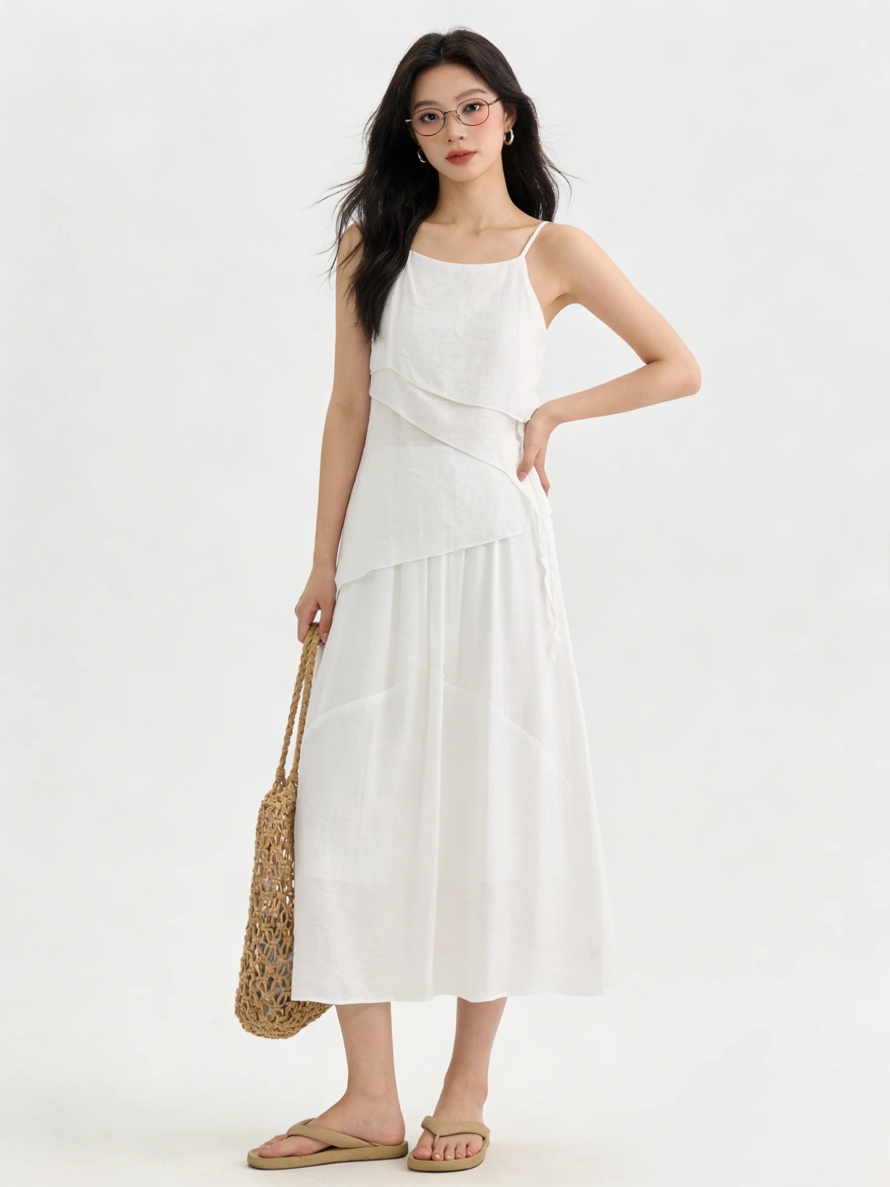 

Summer Sweet Fashionable Ruffle Splice Irregular Strap Vest Skin-friendly High Waist Skirt Set Women Casual Wear