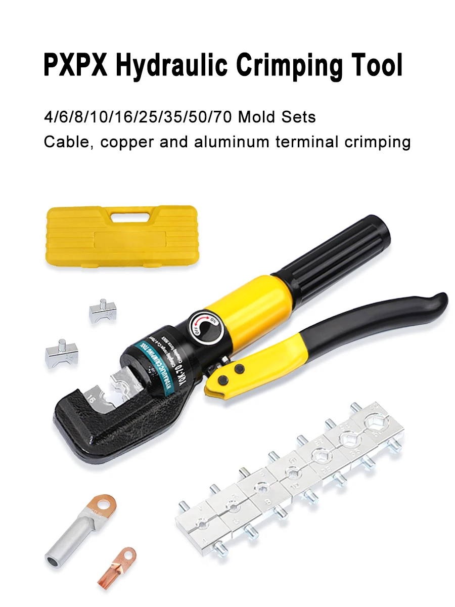 PXPX Hydraulic Crimping Tool YQK-70 Cable Lug Crimper Plier 4-70m² Compression Tool Pressure 5-6T Pressure