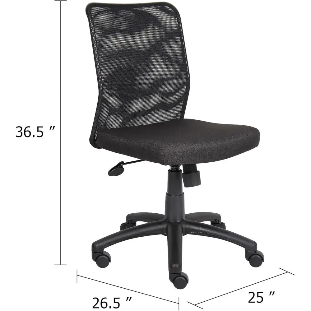 Cadeira de Escritório Preta com Rodas, Ajuste de Inclinação e Trava, com Controle de Tensão