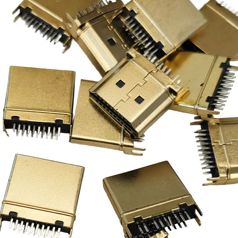 5/10/20pcs Hdmi Male Jack/Plug Connector 19pin 19p 1.6mm 180 Degree Gold-Plated Hd 19 Pin