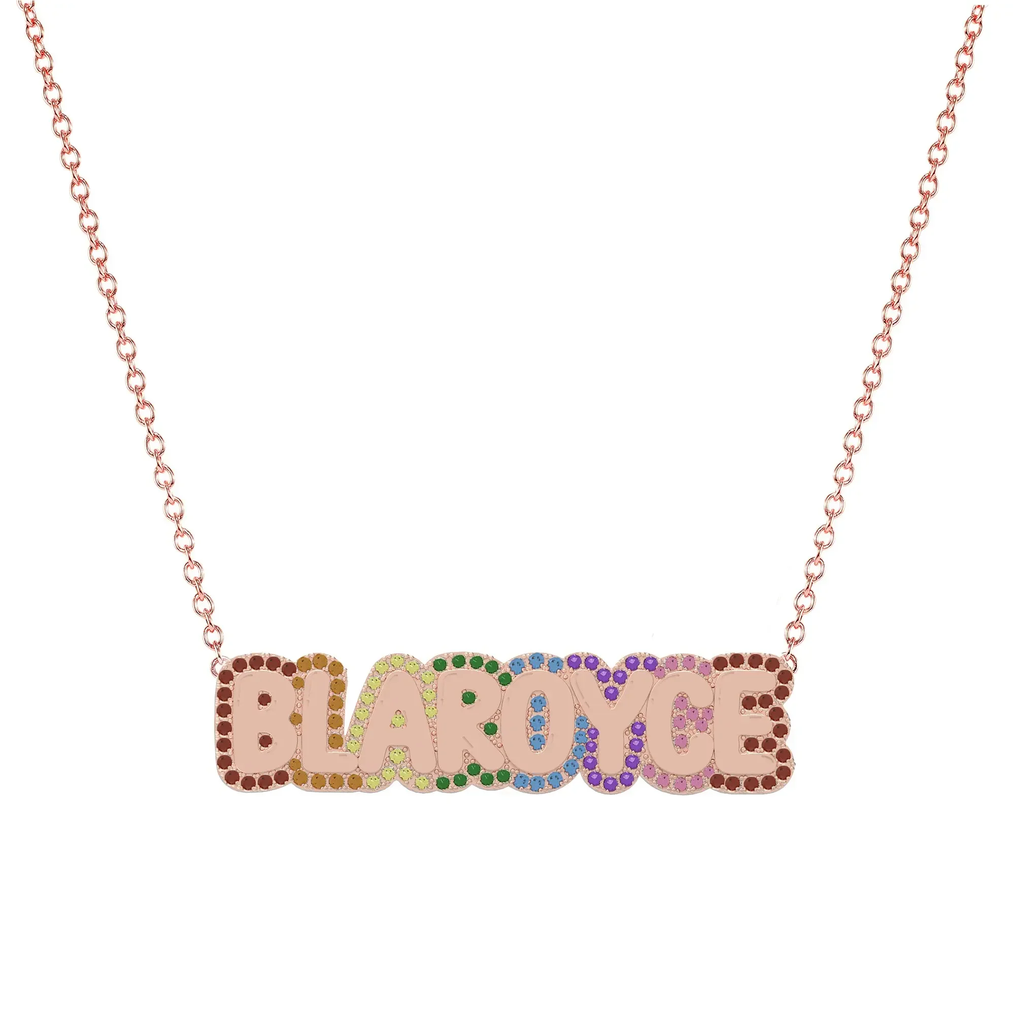 

Lulu's Colorful Crystal Custom Name Necklace Women Personality Rhinestone Nameplate Pendant Alloy Gold Plated Jewelry Gift