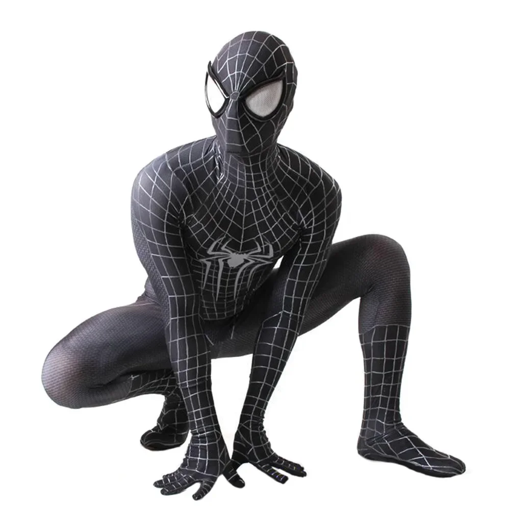 Symbiote Amazing Spiderman Cosplay Spiderman Black 3D LOGO Zentai Bodysuit Halloween Costume Spandex SuperHero Outfit Adult Kids - Image 5