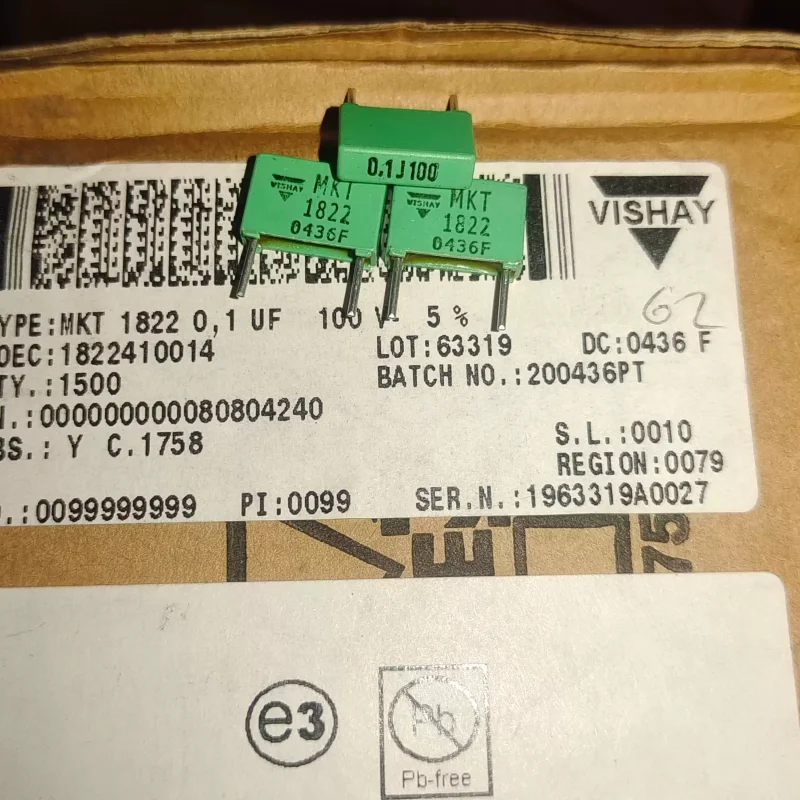 10-100pcs original box German ERO/VISHAY MKT1822 0.1uf 100v 100nf 104J audio film capacitor