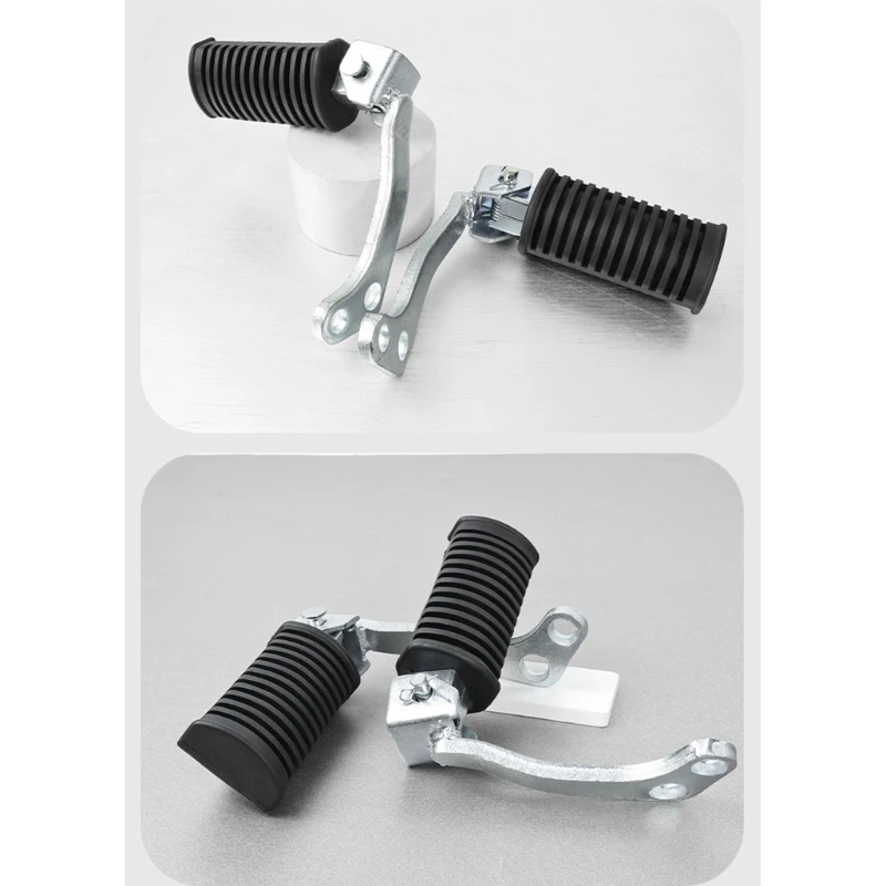  Ribbed Rubber Motorcycle Foot Rests with Left and Right Brackets