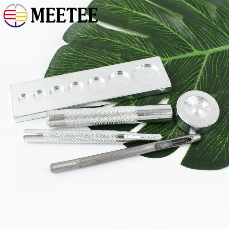 Meetee 1set Snap Buttons Fastener Press Tool Kit DIY Manual Leather Craft Bag Button Buckle Installation Accessories