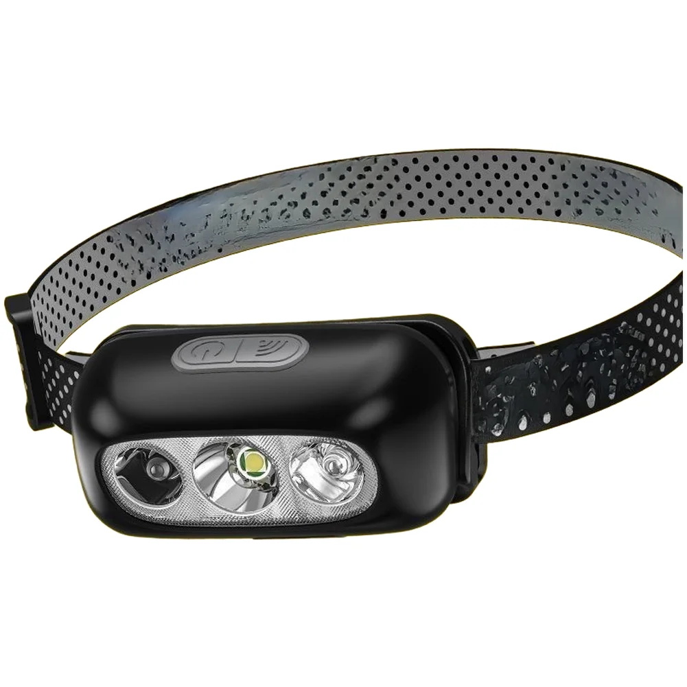 Rechargeable LED Headlamp with Smart Motion Control for Night Fishing Camping Hiking and Up to 200m Light Projection Distance