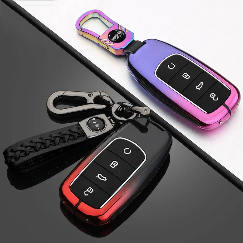 Zinc Alloy 4 Button Car Key Case Fob Cover for Chery Tiggo 8 PLUS 8 Pro 7 Pro Arrizo 5 PLUS 2021 Car Holder Bag Styling