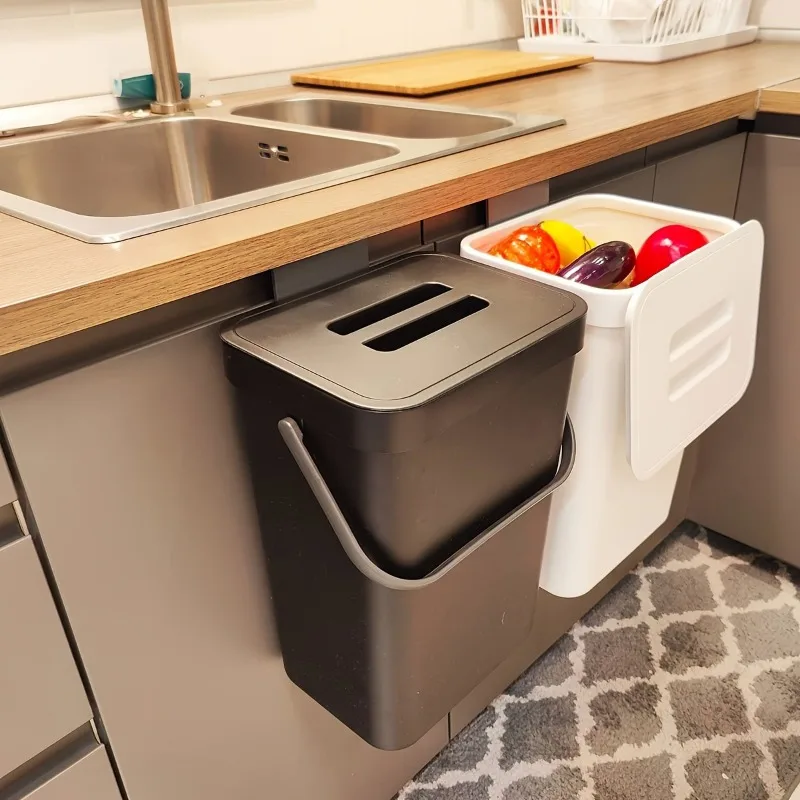 HOT Space-Saving Quiet-Close Trash Can - 5L, Eco-Friendly Sealed Bin For Kitchen & Office, No Electricity Needed