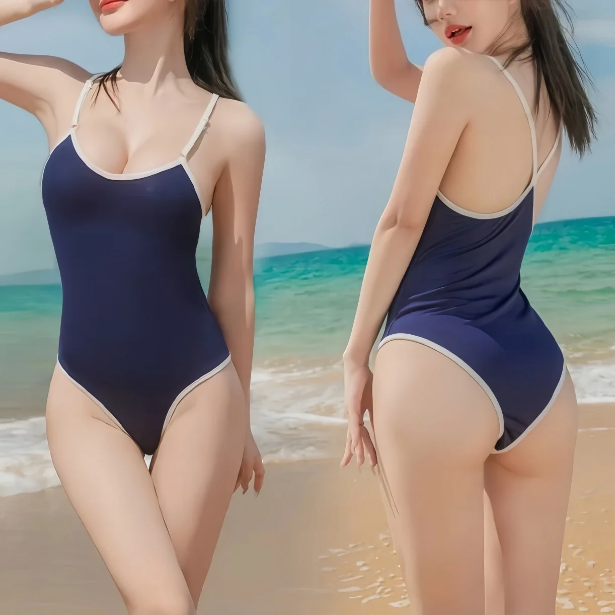 

NEWFUNJOIN Japanese Style One Piece Swimwear Sexy Swimsuit Cross Strap Swimming Beach Wear Bathing Suits for Woman Plus Size XXL