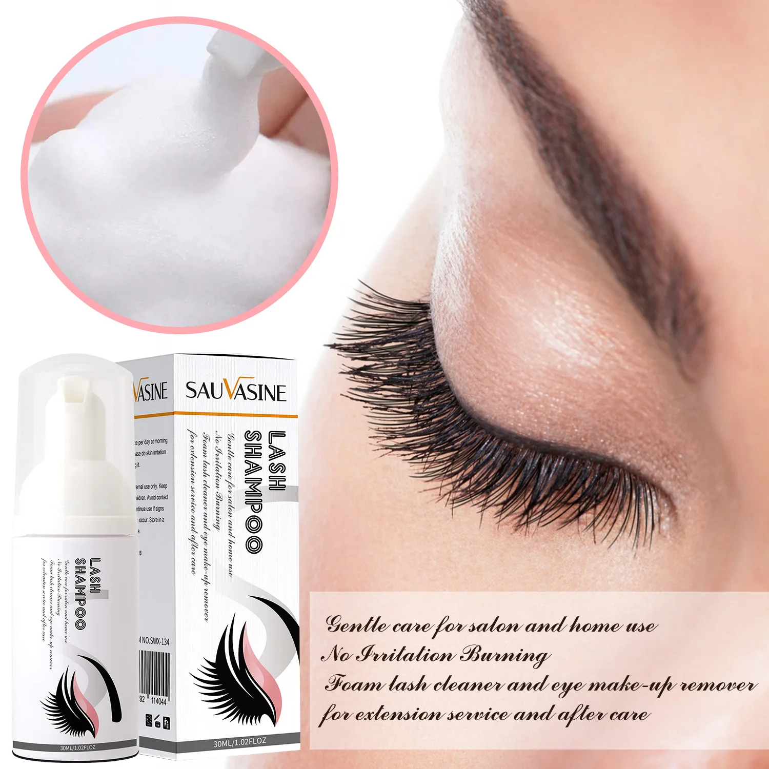 Eyelash Extension Shampoo Glue Remover Travel Partable Lash Makeup Foam Kit Cleanser Deep Cleaning Wash Mousse for Women