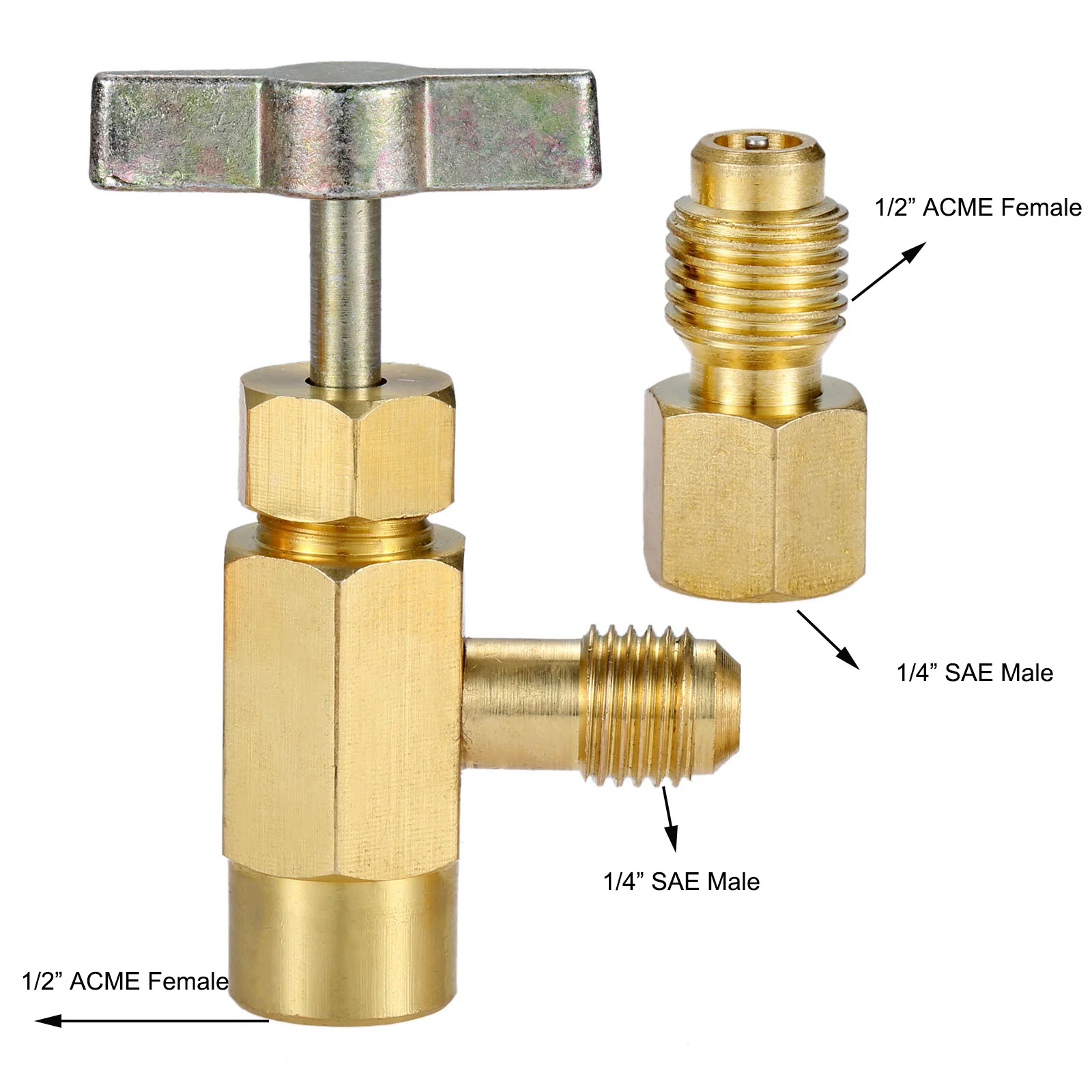 AC R134A Can Tap Valve,Refrigerant Dispenser Tool Valve Bottle Opener with Tank Adapter,Hose Valve Core Remover,Sealing Gaskets