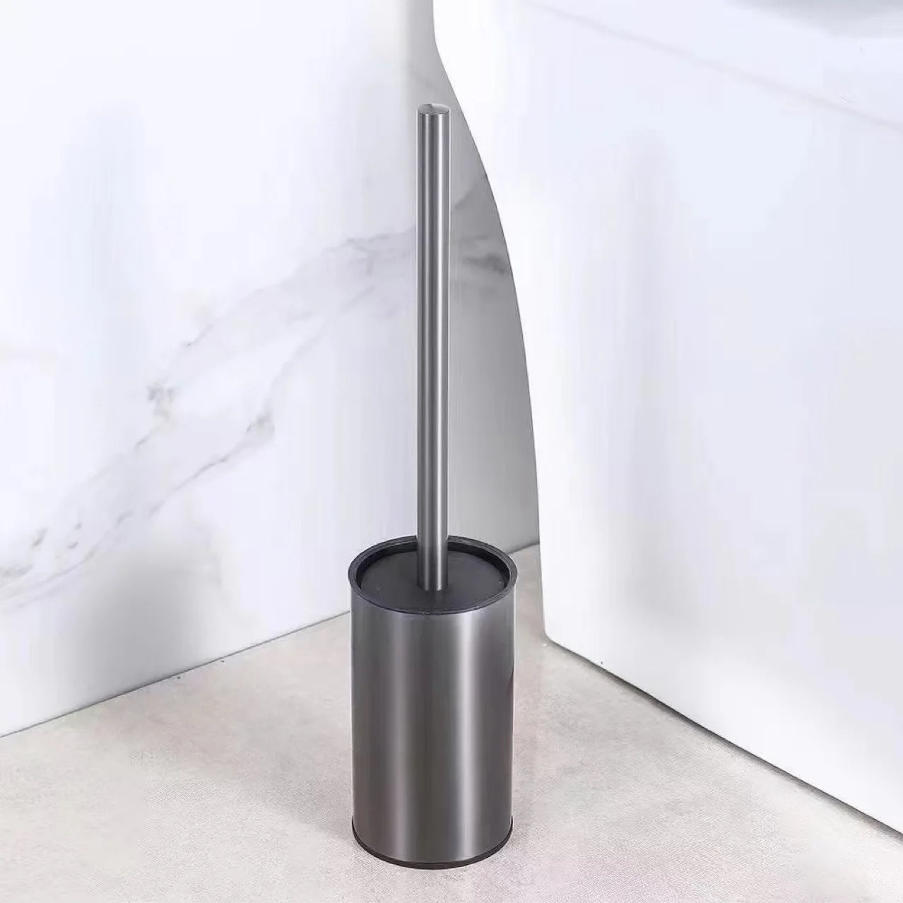 

304 Stainless Steel Round Toilet Brush Holder Golden Black Bathroom Cleaning Tool Storage Rack With Brush Head