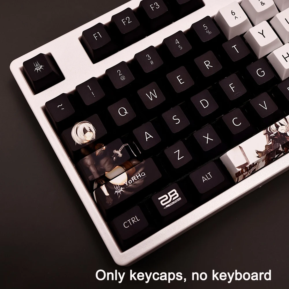 108 Keys/set Keycaps NieR:Automata Keycap A2 2B PBT Dye Sub Backlit Keycaps Cartoon Anime Gaming Key Caps For ANSI 61 87 104 108