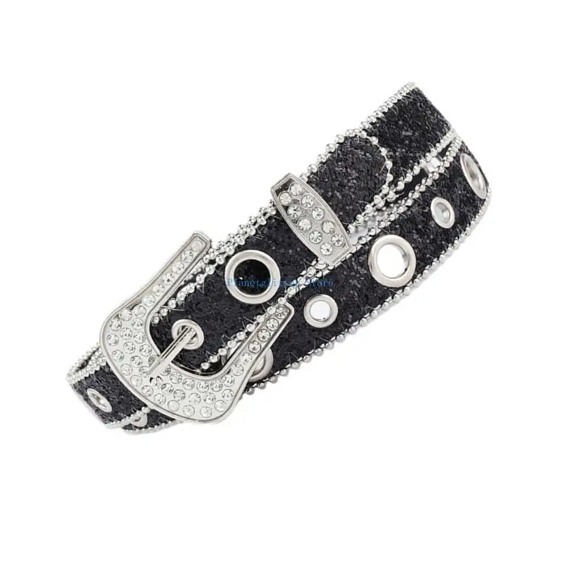 

652B Western Adult Waist Belt with Buckle Punk Full Sequins Belt for Adult