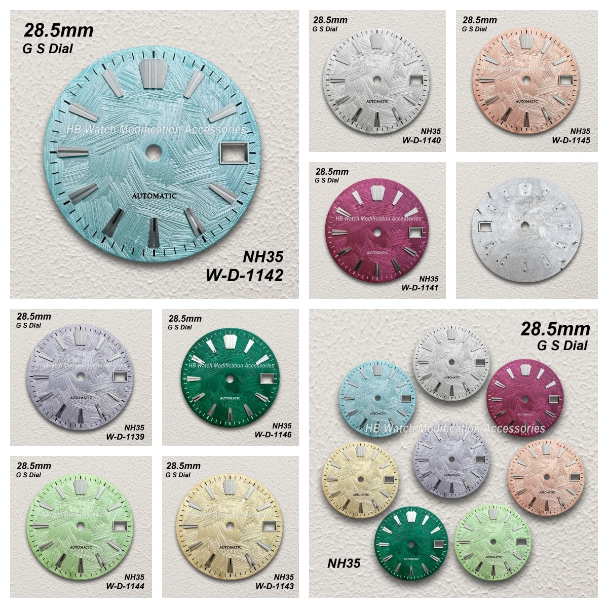 

28.5mm G S Logo Brush Dial Fit NH35/NH36/4R/7S Movement No Luminous High-Quality Solid Nail Dial Watch Modification Accessories
