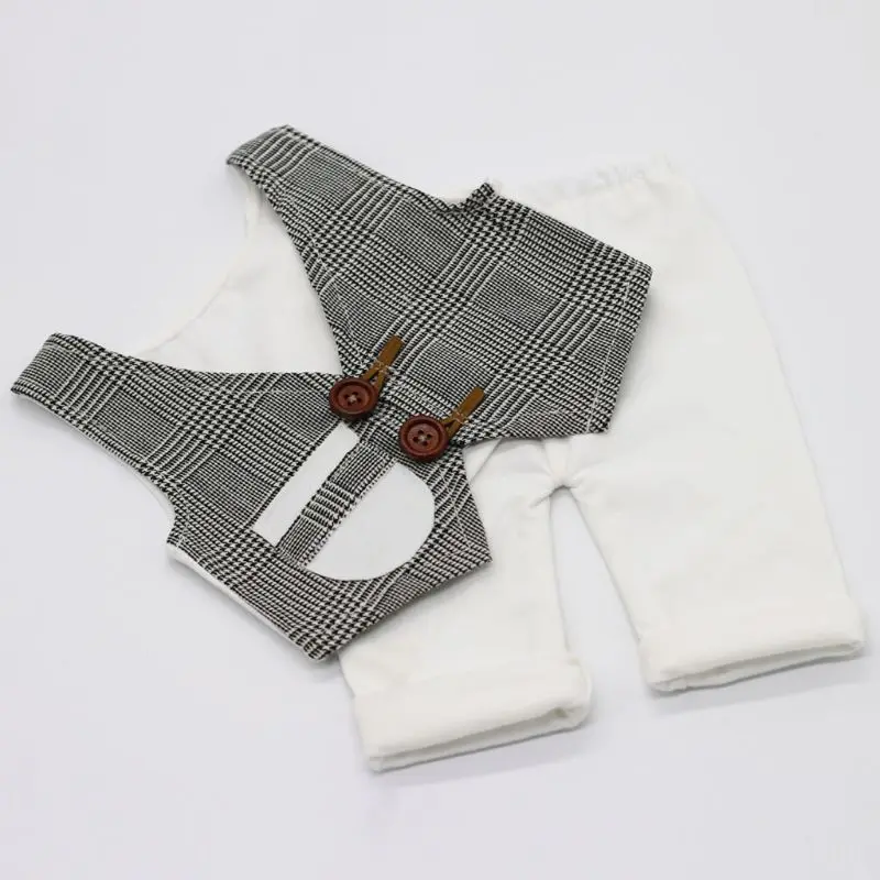 2pcs Newborn Baby Boys Cute Gentleman\'s Plaid Vest and Shorts Costume Prop Outfits Photo Photography Props