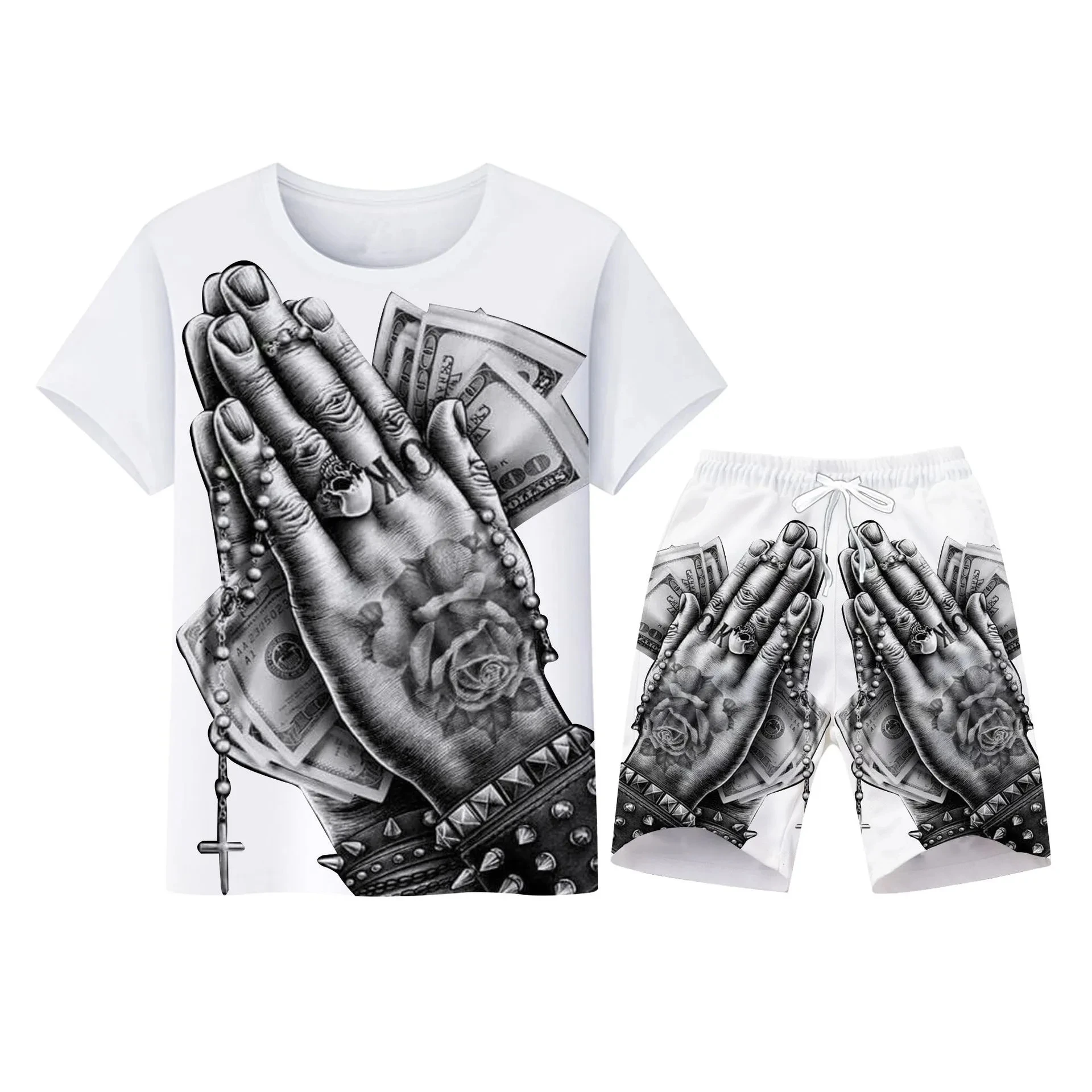 New 3D Printed T-shirt and Shorts Horror Skull Summer Men's Casual Sports Suit  Tracksuit Men Plus Size S-7XL Tracksuit Clothes