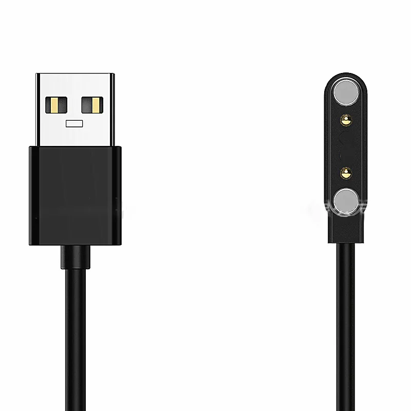 Línea de carga de pulseras de 2 pines, Cable de carga de succión magnético para reloj inteligente, Cables de cargador de energía USB de 2 pines y 4mm, protección de emergencia