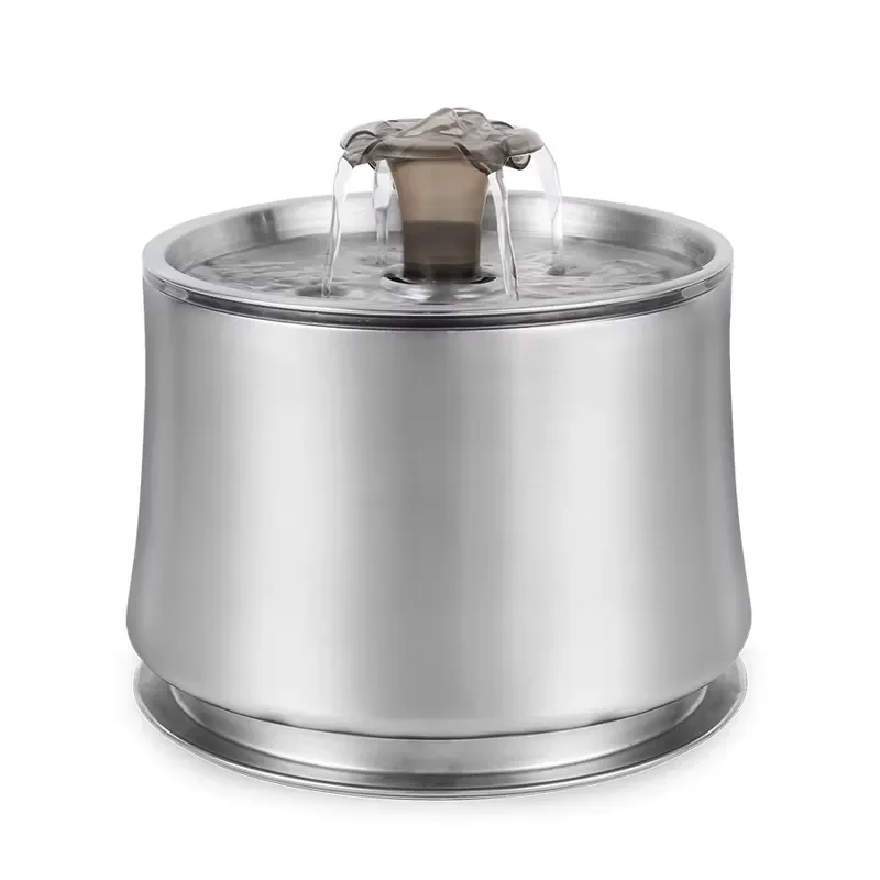2500 ml stainless steel automatic pet water dispenser environmentally friendly battery powered LCD screen feeder