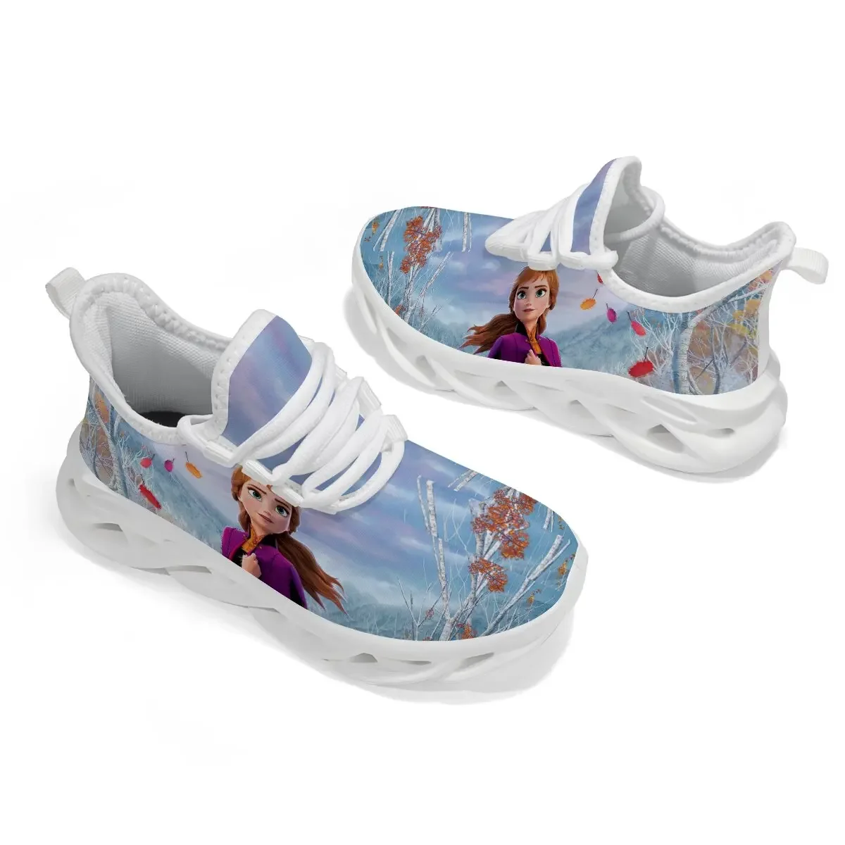 

New Disney Spring Girls Casual Shoes Cartoon Frozen Anna Elsa Print Glowing Sneaker Children Sport Kids Running Shoes