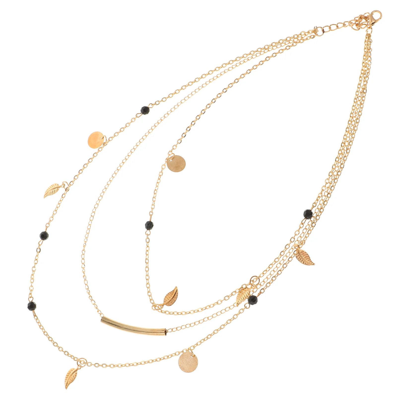 الخرز الأسود سبيكة ليف قلادة متعدد الطبقات سلسلة الأزياء قلادة الفتيات حساسة قلادة المرأة قلادة الخرز العصرية #5