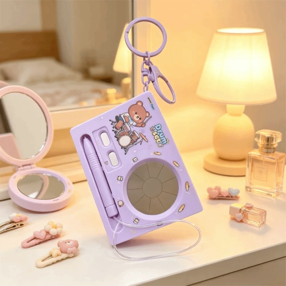 Recording Function Electronic Drum Keychain Mini Size Playable Electronic Piano Drum Keychain Cute Portable Music Keychain