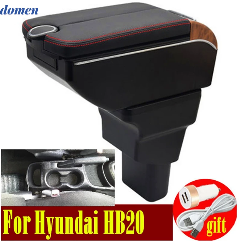 

For Hyundai HB20 armrest box Double doors open 7USB Centre Console Storage Box Arm Rest