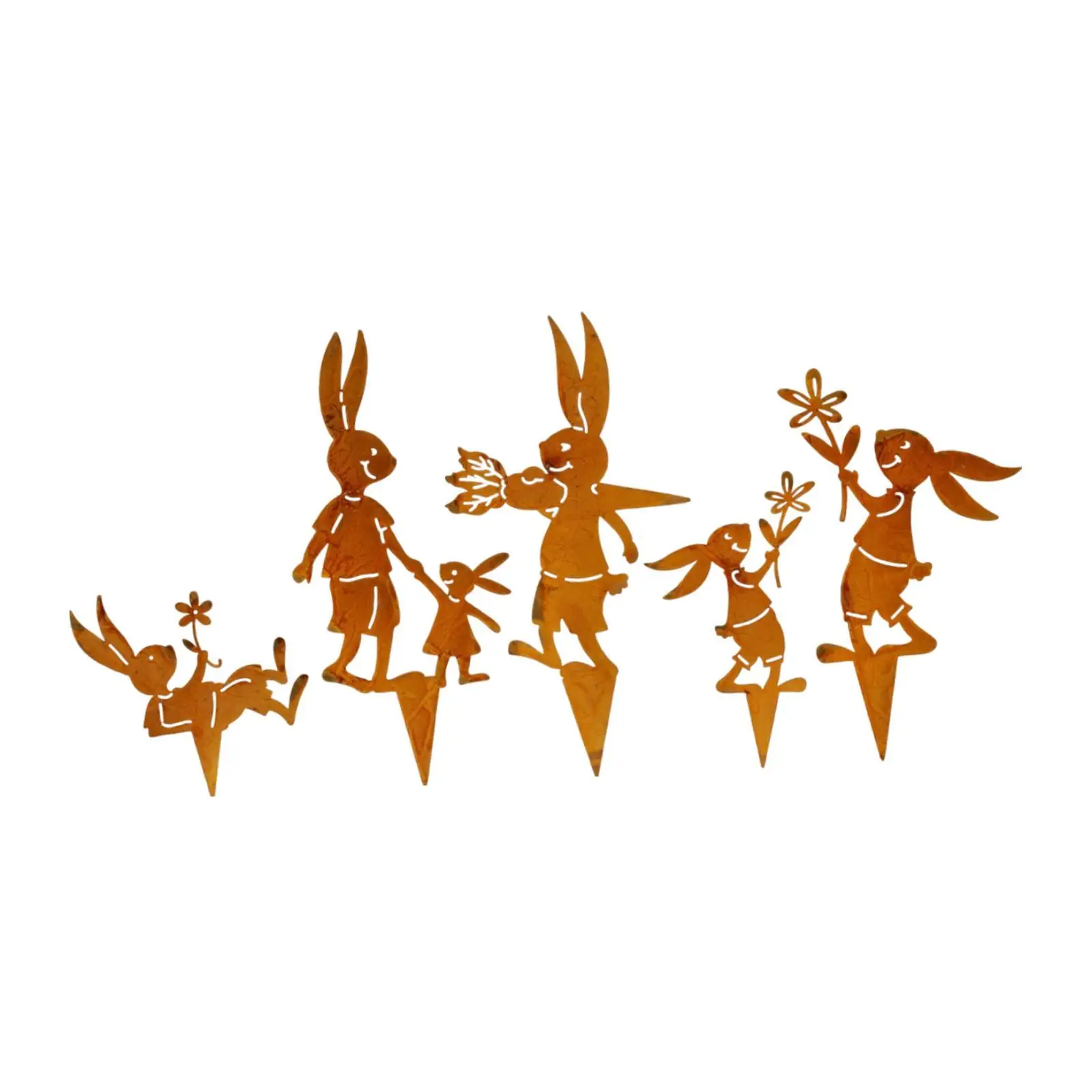 Weatherproof Iron Rabbit Garden Statue Bunny Stakes Animal Theme Outdoor Decoration for Courtyard Lawn Porch