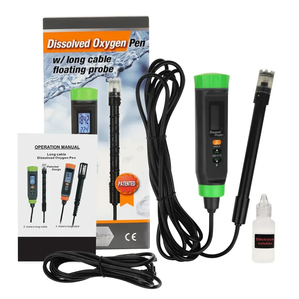 HEDAO AZ84131 Pentype Dissolved oxy gen (DO) Meter Rechargea ble Tester with 3-Meter Self-Floating Probe