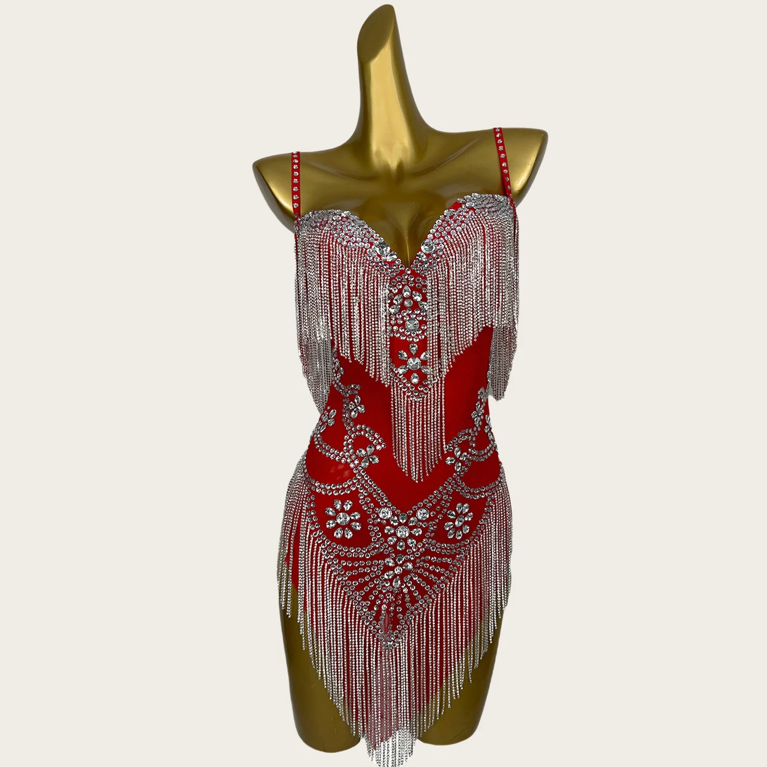 Yelian Luxury Sparkly Rhinestone Tassel Sheer Mesh Dress Sexy Latin Dance Mini Dress Party Women Couture Birthday Cocktail Dress