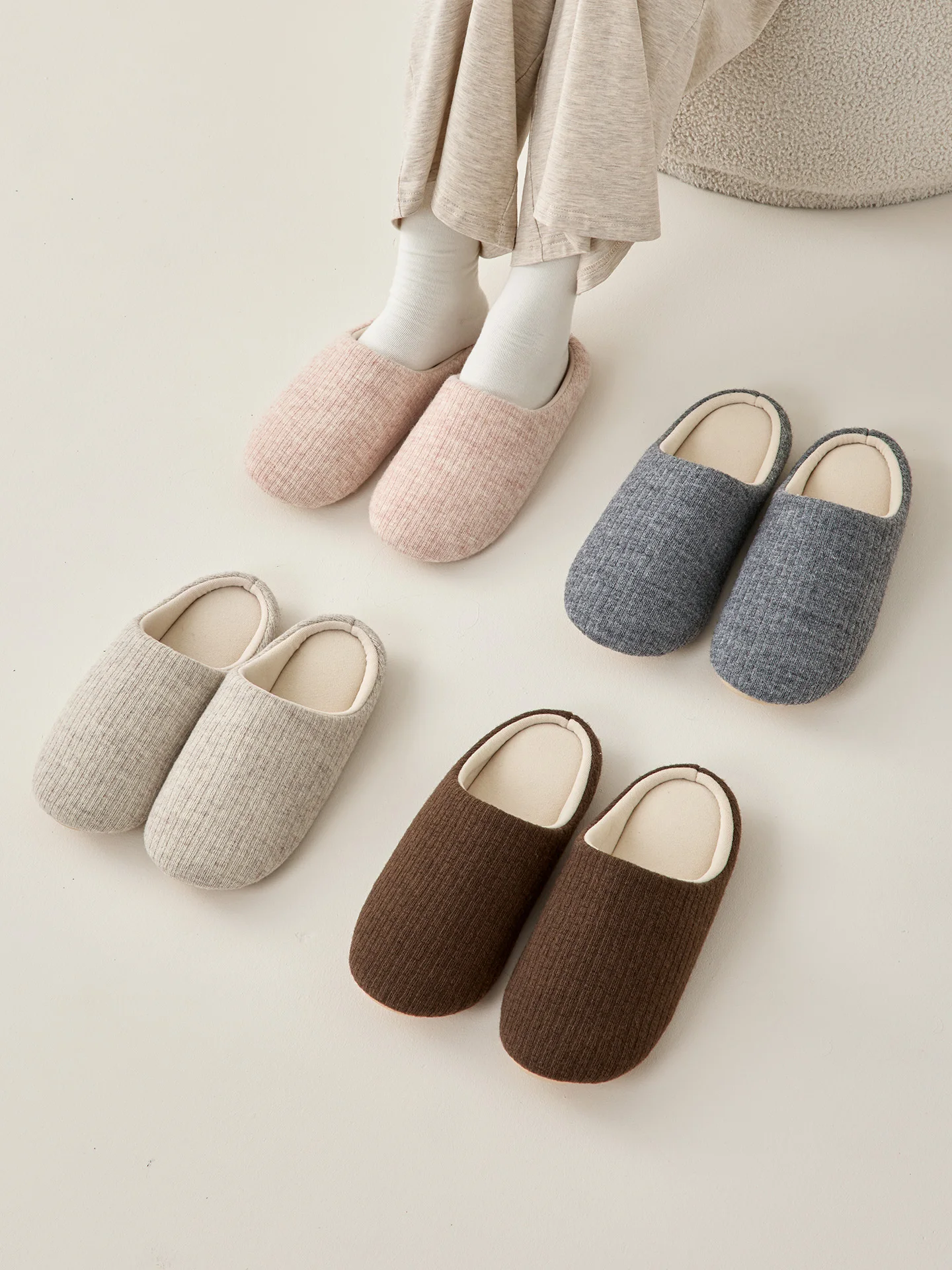 New Winter Lovely Women's Slippers Home Cute Cartoon Cotton Slippers Christmas Deer Non-Slip House Shoes