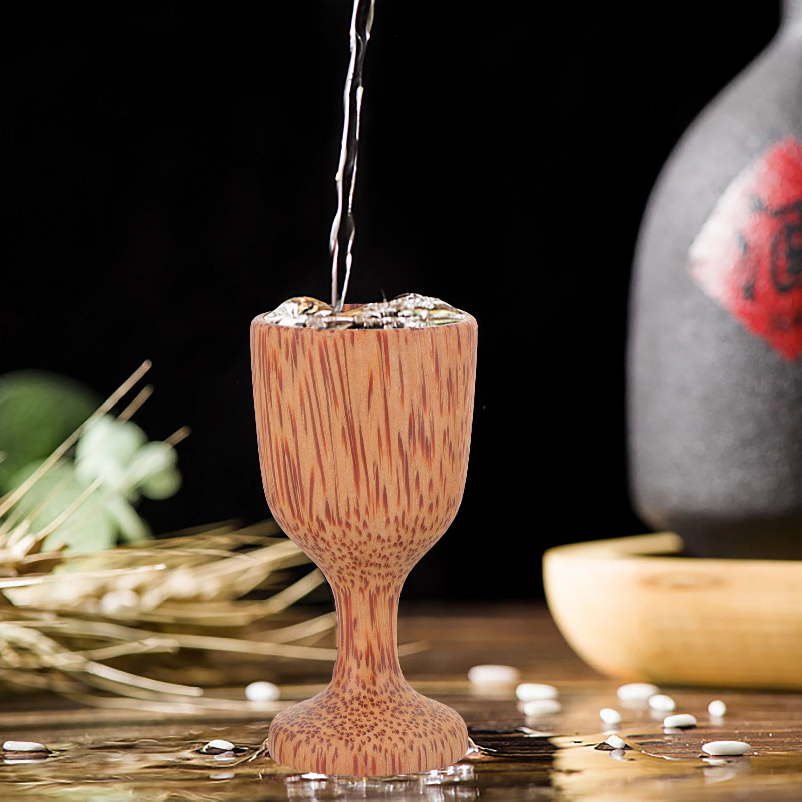 

2Pcs Coconut Wood Glass Wooden Bar Cup Round Cocktail Party Cups Stylish Food Grade Safety Smooth Surface Easy Clean Picnic