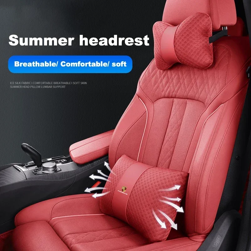 Car Safety Headrest Neck Pillow Auto Seat Lumbar Support Cushion For Porsche Cayenne Panamera Macan Boxster 911 Carrera 928 944