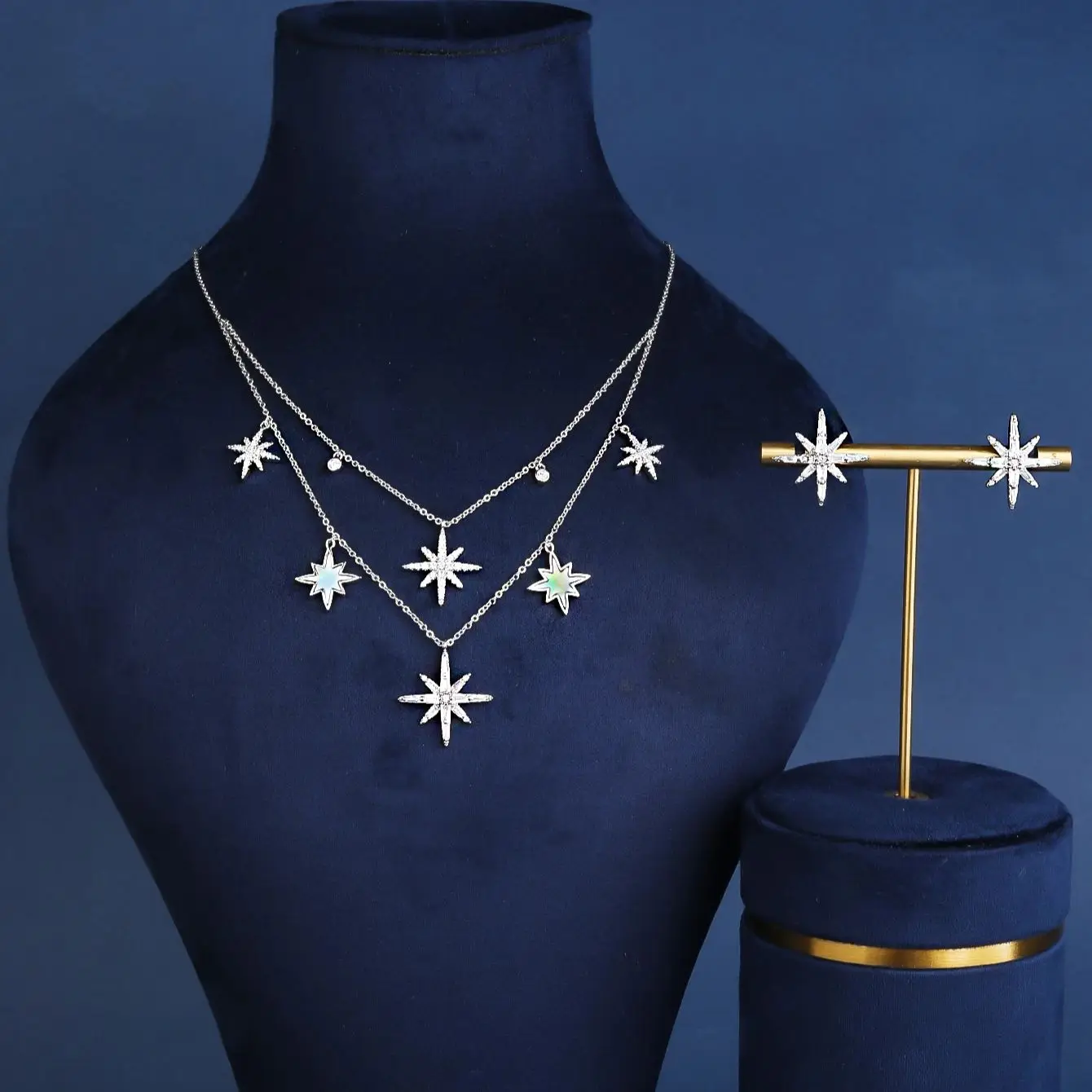 

JEWEL 2026 Star Jewelry Set Double Layer Star Zirconia Sparkling Women's Fashion Jewelry for Party Daily Gift”