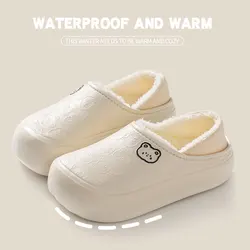 Waterproof cotton slippers for women in winter, new indoor and household anti-skid warm bag with cotton shoes for men