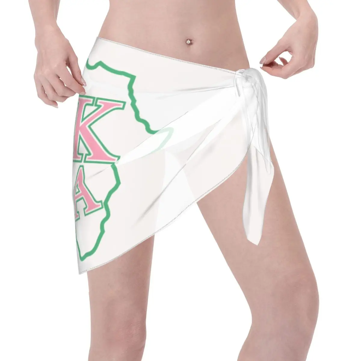 AKA Sorority – paréo court personnalisé pour femmes, enveloppe de plage, imprimé en 3D, visage de fille pour maillots de bain, robe portefeuille pour Bikini, Cover-up pour maillot de bain