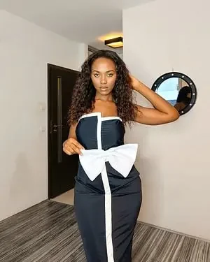 2024 Women Swimsuit Black Off Shoulder Bow Tie and Skirt Swimwear Set Vacation Beachwear Luxury Bathing Suit One Piece