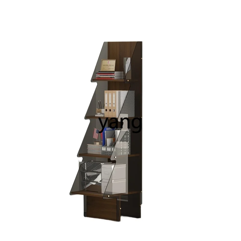 XYY light luxury acrylic bookshelf floor shelf living room display shelf integrated against the wall