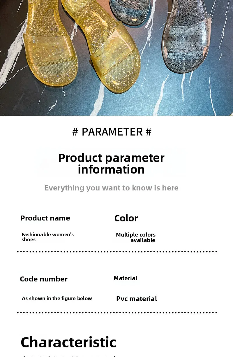 Damen-Flachsohlen-Pantoffeln 2026 Neu für Außenbereich, Bad, Zuhause, Universelle Kristall-Transparente Einfache Modische Sandalen – Detail 7