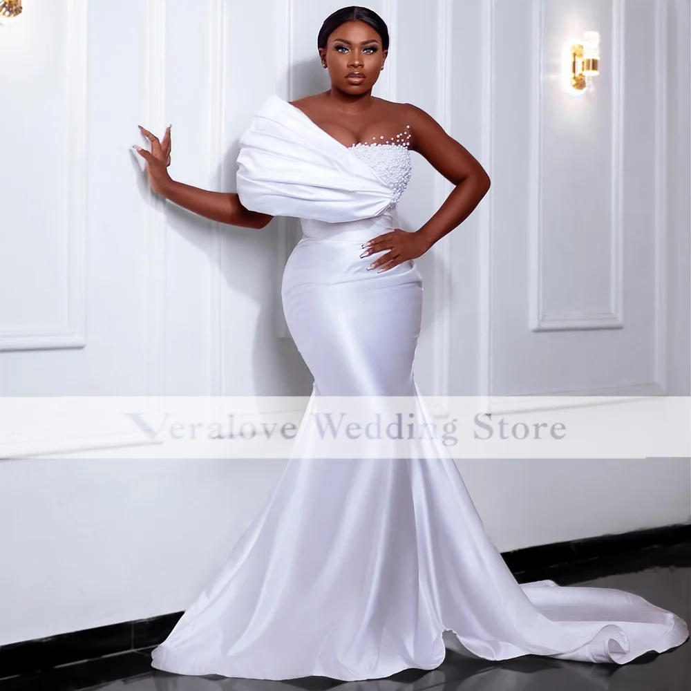 African Women Prom Dresses Mermaid 2023 White Aso Ebi Evening Gowns Nigerian Special Occasion Party Wear