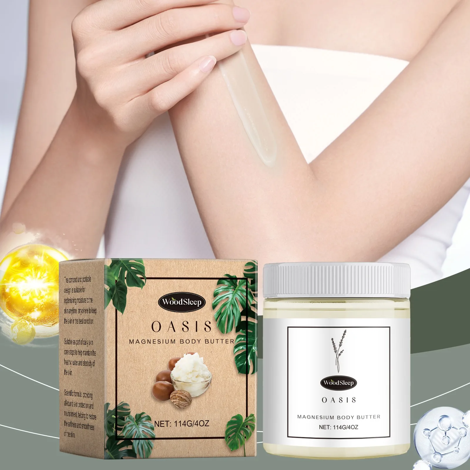 

114g Magnesium Body Butter Moisturizing Cream Easy to Absorb Brighten Skin Tones Keep Skin Soft Smooth Body Moisturizer All Skin