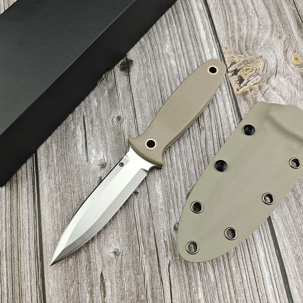 FB47GP Outdoor Straight Knife, Sharp D2 Blade and G10 Handle, Camping Adventure Survival EDC Fixed Blade Knife with Kydex Sheath