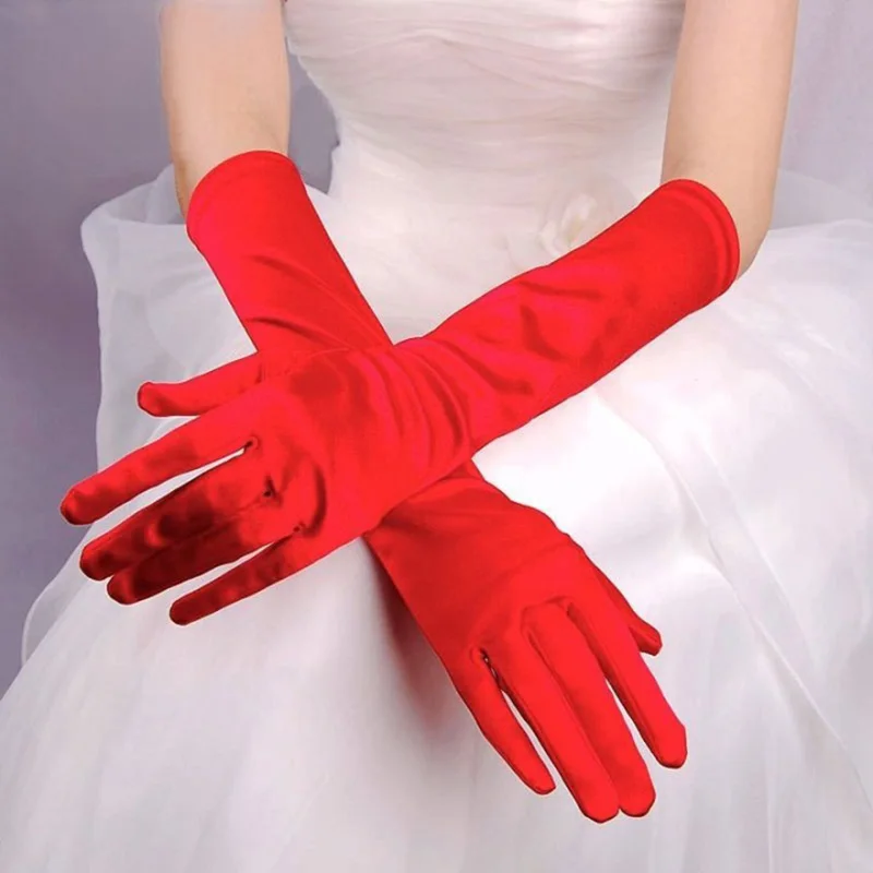 

Women Classic Bridal Long Satin Banquet Party Wedding Opera Gloves 15"